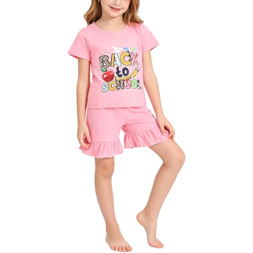 DACSOIT Toddler Girls Outfit Back to School Pencil Pants Set T-Shirt and Pants Set 4-5T