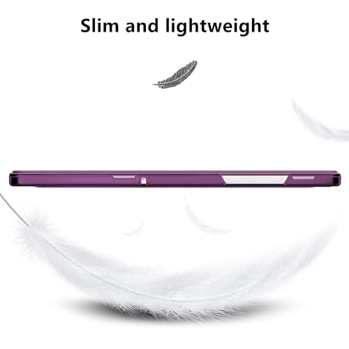 Image of MoKo Trifold Case for Galaxy Tab A9 Plus /A9+ 11 Inch 2023, Dark Purple | Slim Stand Hard PC Translucent Back Shell Smart Cover, Auto Sleep /Wake, Light, Anti-scratch, 2 Adjustable Angle