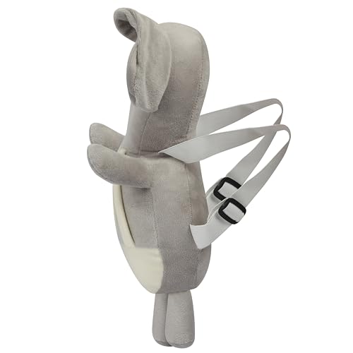 Cotton Baby Head Protector Cushion Plush Soft Toy Early Learning Toy Fall Protection Baby Head Protector Child Adjustable Shoulder Strap (Grey Bag)