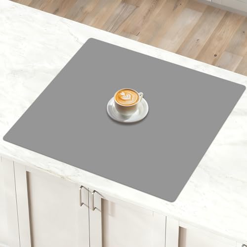 Image of 24''x24''(60cmx60cm) Silicone Mat for Kitchen Counter, Non-Slip Heat Resistant Countertop Protector, Waterproof Durable Kitchen Mat for Countertops, Islands (Light Gray)