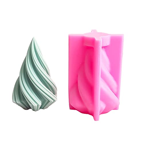 Fogun Rotary Cone Candle Mold Diy Christmas Tree Geometric Striped Soap Aromatherapy Resin Plaster Making Mould Home Decors #TOP6