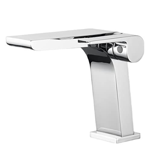Grifo de lavabo cascada de latón cromado con diseño vanguardista para interiores de baño