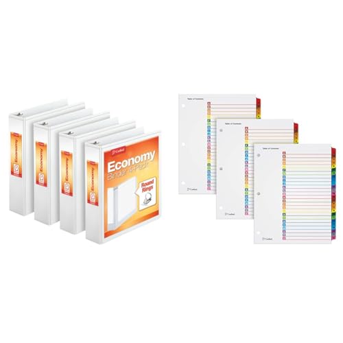 Cardinal 2" 3-ring binders with 475-sheet capacity (4-pack) + 3 sets of alphabet dividers