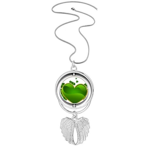 Collier trèfle Saint-Patrick pendentif cœur vert pour fête irlandaise