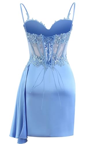 yinyyinhs Lace Satin Homecoming Dresses for Teens 2025 Short Prom Dress Spaghetti Straps Corset Cocktail Formal Evening Gowns4