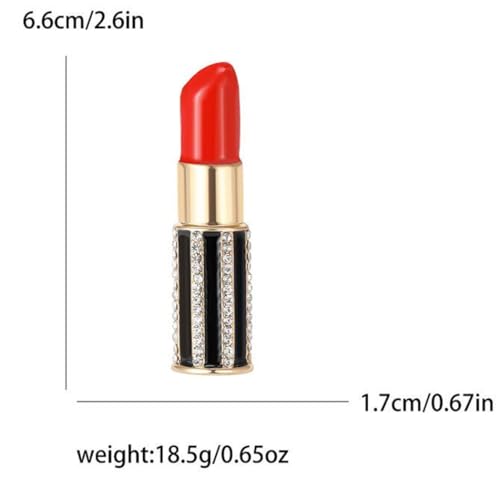 Image of Lipstick Ladies' Crystal Brooch Fashion Enamel Lapel Pin Creative Sexy Sparkling Crystal Sweater Shawl Scarf Wedding Party Brooch Set Jewelry Accessory Valentine's Day Gift