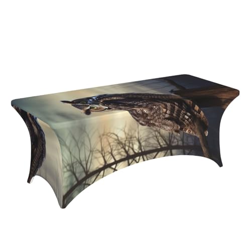 Nappe de table extensible élasthanne 1,8m nappe rectangulaire lavable hibou - 4