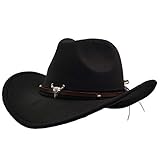 IFSUN Men & Women's Fur Felt Cowboy Hat Wide Brim Western Outback Black