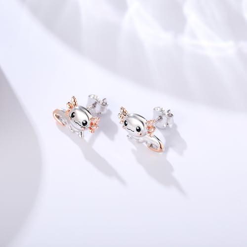 925 Sterling Silver Axolotl Earrings Stud Hypoallergenic Cute Axolotl Jewelry Gifts for Women4