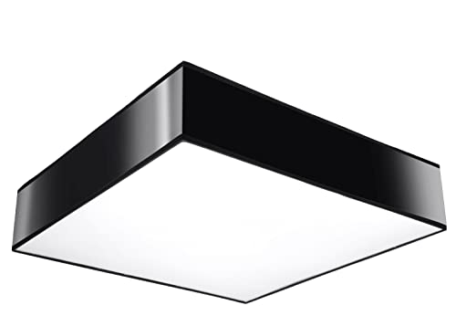 SOLLUX lighting Horus 45 Quadratische Deckenleuchte, minimalistisches & modernes Design, austauschbares E27 (LED) Leuchtmittel, 1 x 60 W, einfache Reinigung, aus PVC, 45 x 45 x 11 cm, grau