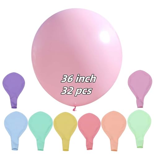Image of 32 Pack Pastel Balloons 36 inch Multicolor Macaron Balloon for Day Girls Birthday Baby Shower Easter Party Decoration