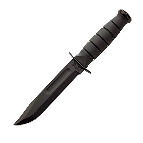 KA-BAR KB1256 SHORT BLACK STRAIGHT W/LEATHER SHEATH