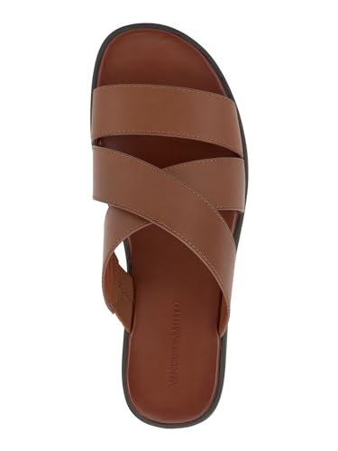Vince Camuto Mens Brown Crisscross Upper Straps Goring Padded Waely Open Toe Slip On Leather Slide Sandals Shoes 12 M3