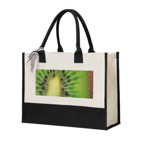 Canvas Tote Bag for Women Beach Tote Purse Reusable Grocery Bag Kiwi texture picture Aesthetic Shopping Bags