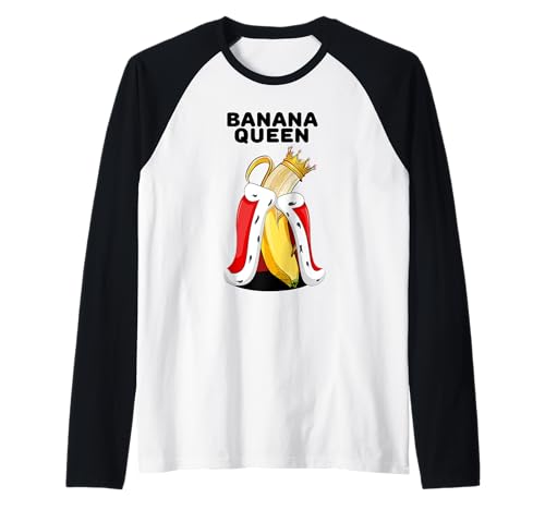 Banana Queen | Camisa para amantes del plátano para mujer | Lindo plátano Camiseta Manga Raglan
