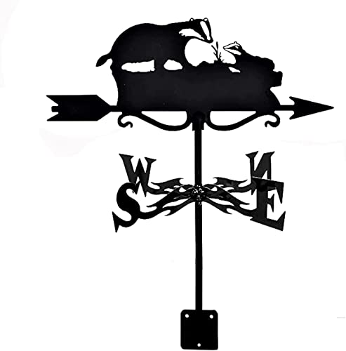 Veleta de viento de metal para jardín e indicador decorativo de tejón