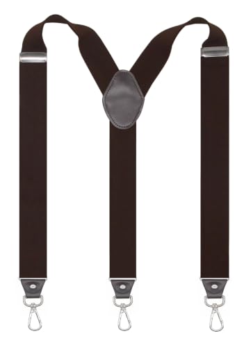 Image of Mens Suspenders with 3 Swivel Hooks Belt Loops 1.4 Inch Wide Heavy Duty Adjustable Braces