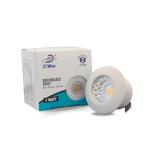 Image of D'Mak 1 Watt Round LED Button COB Warm White Focus Light for POP /Recessed Lighting (Warm White, Pack of 1)