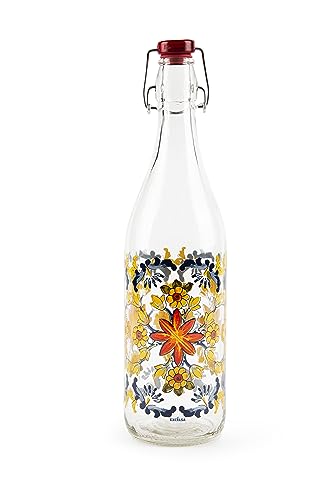 Excelsa Trinacria Bouteille d'eau, 1 litre, verre, avec joint d'étanchéité