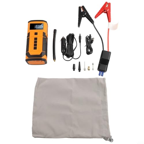 Rehoetom Fuente de alimentación de arranque de coche con batería de 8000 mAh y aire de 150 PSI para vehículos de 12 V, verde, material ABS, carga tipo C, pantalla LCD