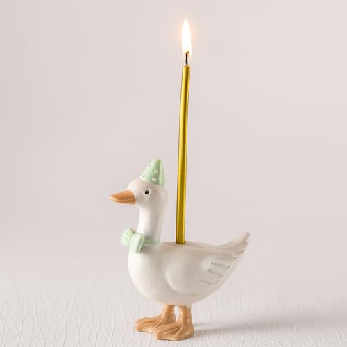 Mumufy Silly Goose Cake Candle Holders with Birthday Candle One Birthday Party Supplies Mini Cute Cake Topper Stand Candlestick for Kids Baby Shower Party Celebration 3.15 Inch(Goose Green)