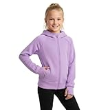 WELAKEN Teens Girls' Zip-Up Hoodie Sweatshirt Kids Long Sleeve Athletic Jacket with Pockets Purple