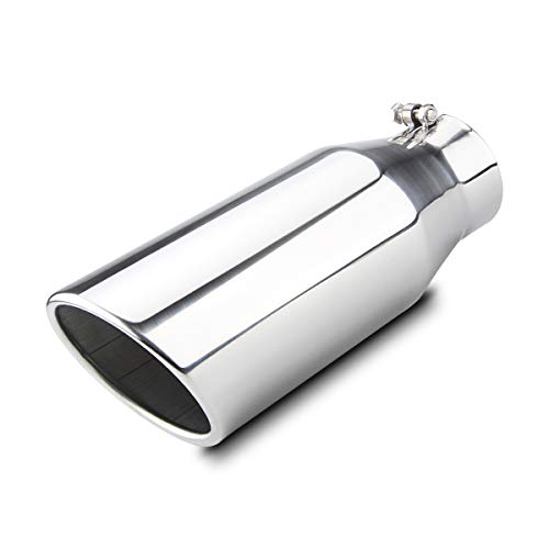 LCGP Bolt On Diesel Exhaust Tip 4 6 outlet 15 Long Truck Tip Rolled Angle Cut Polished
