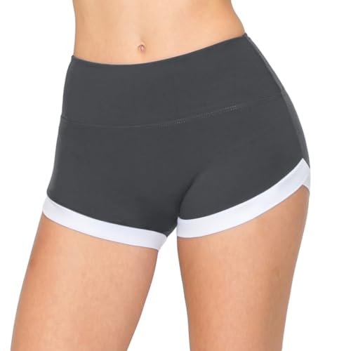 Image of ALWAYS Women's Super Soft Casual Yoga Workout Shorts with Hem Charcoal White XS