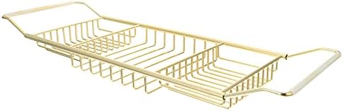 cabilock Over Bathtub Racks Stainless Steel Bath Basin Caddy Tray Shower Organizer with Extending Sides Removable Wire Bathing Phone Rack