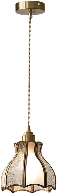 Suspension E27 en laiton véritable et verre épissé pour une élégance rétro chic