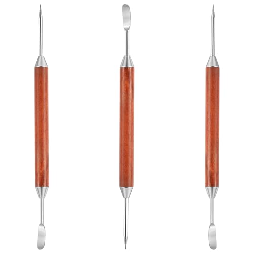 DOPENSPI 2 Stück Kaffee Kunst Stift mit Holzgriff, Edelstahl Latte Art Pen Latte Dekorative Kunst Stift Kaffee Fancy Geschnitzt Stick für DIY Cappuccino Lattes Espresso Dekorieren