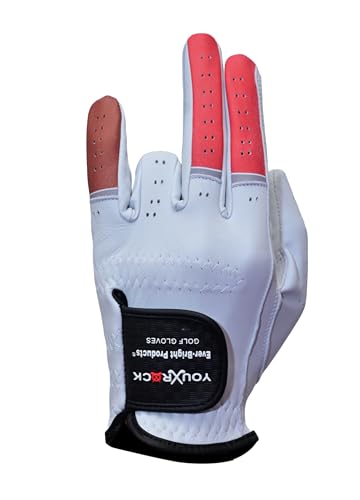 Men's Golf Gloves OptiColors Premium Leather Golf Gloves .… (Red Brown, Left Medium)