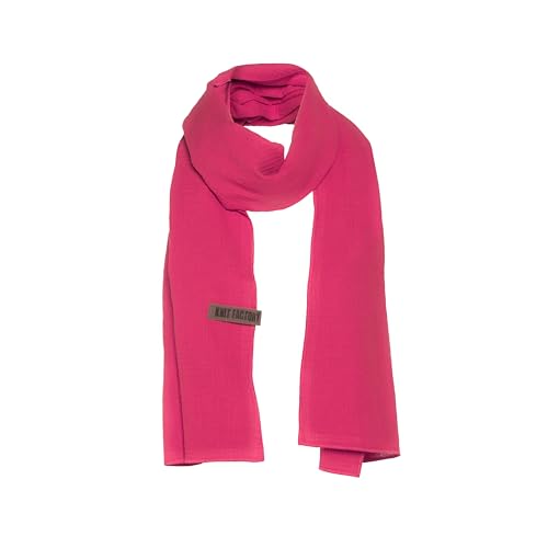 Knit Facory - Liv Schal - Fein Gewebter Damen Schal - Luftiger Musselinschal - Für Frühling und Sommer - 100% Bio-Baumwolle - Fuchsia