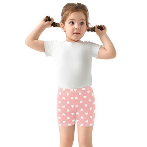 Scattered Heart Motif Salmon Girls Cartwheel Shorts Girls Bike Shorts Under Dress Soft Cotton Breathable3