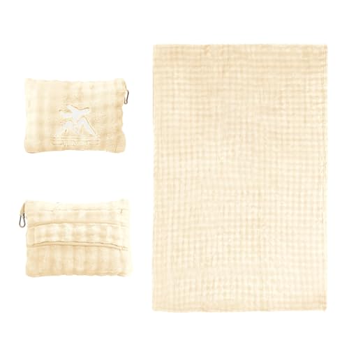 ZJRUIXI Travel Blanket and Pillow-2-in-1 Ultra-Soft&Compact Airplane Blanket with Hand Luggage Belt and Backpack Clip Travelers Accessories Gifts 61x43 InchesWhite