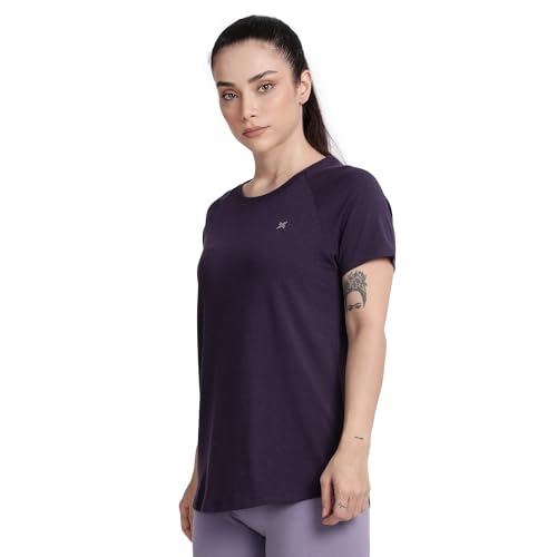 Image of Lavos Women's Regular Fit T-Shirt with Half Sleeve Round Neck, Bamboo & Cotton Gym, Yoga and Sports Wear for Women