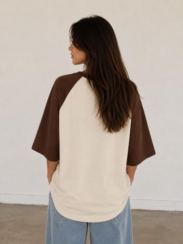 Image of ColorChakra Cotton Oversized Tshirt for Womens Down Shoulder Loose fit t-Shirt Women Baggy Style Oversize t-Shirt Korean fit