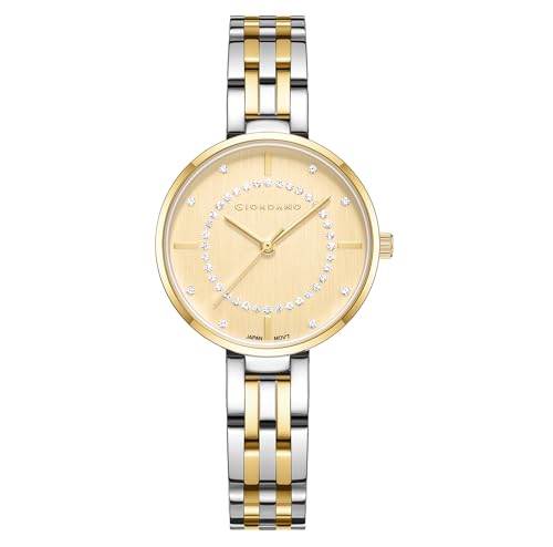 Image of Giordano Stylish Analog Watch for Women with Diamond Studed Dial with Crystal Hour Markers and Stainless Steel Strap GZ-60077