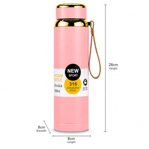 Image of 316 Stainless Steel Water Bottle 1 Litre | Hot & Cold | Durable & Leak-Proof | For Office, Home, Kids, School For Women Men | 1000ml water bottle | Rose Blush