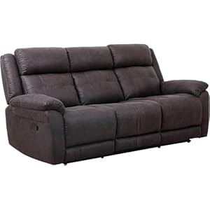 3-Seater Dual Manual Recliner Sofa, 86” Wide Living Room Reclining Couch, Performance Fabric Upholstery, Plush Cushions with Thick Armrests, Modern One-Piece Design (Gray)