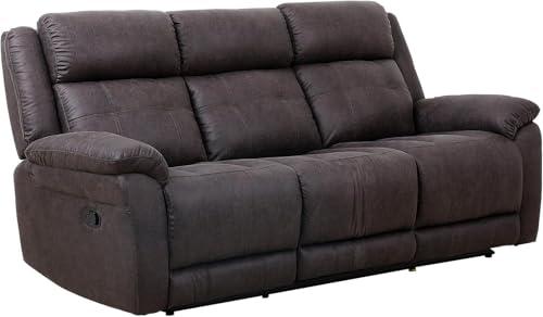 3-Seater Dual Manual Recliner Sofa, 86” Wide Living Room Reclining Couch, Performance Fabric Upholstery, Plush Cushions with Thick Armrests, Modern One-Piece Design (Gray)