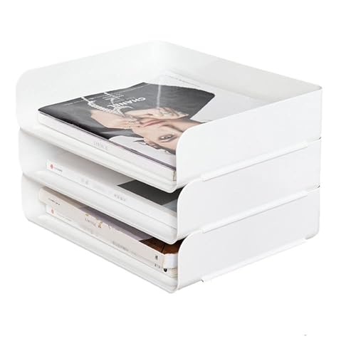 3-stöckige Ablagekorb für A4, Dokumentenablage aus PET Kunststoff, Briefkorb, Briefablage Organizer(3pcs, Weiß)