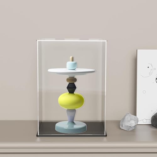 Image of RAPAL Acrylic Case with LED Light for Display, (6X6X8) inch SELF Assemble Clear Acrylic Display Box with Black Base, Dustproof Display Case with Lid for Collectibles, Trophy and Toys