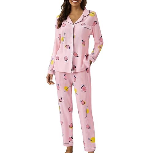 Uwdiohq Grazioso da Donna, A Maniche Lunghe, con Bottoni, Morbido 2 Pezzi E Pantaloni Lunghi. Natale Abbigliamento...