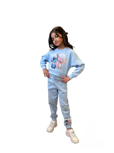 Disney Lilo & Stitch Survêtement pour fille, sweat-shirt court et pantalon de jogging pour filles et adolescentes de 5 à 15 ans, bleu, 14-15 Years