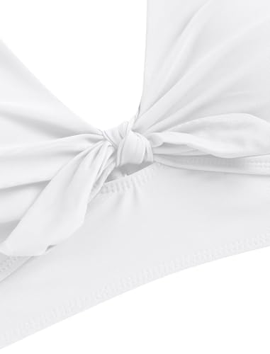 ZAFUL High Waisted Bikini Sets for Women Two Piece Swimsuits for Teen Tummy Control Bathingsuit Full Coverage Ruched Bikini Bottom White M — view 6