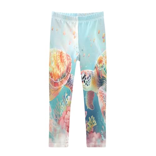 Toddler Girls Leggings Printed Yoga Pants Leggings Marine Turtle Coral Innovative Page Design Soft Dreamy for Kids