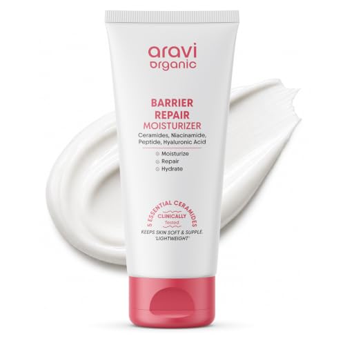 Image of Aravi Organic Advanced Barrier Repair Moisturizer - With Ceramide, Peptide, Hyaluronic Acid & Cica - For Deep Moisturizing, Strengthening & Skin Barrier Repair - For All Skin Types - 100gm