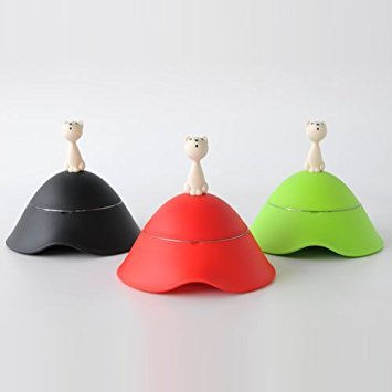 A Di Alessi Miò Cat Bowl with Lid in 18/10 Stainless Steel
