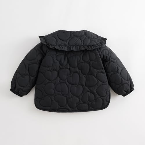 marc & janie Baby Girls 3D Flower Lapel Jacket Floral Quilted Snap Button Coat Long Sleeve Outerwear 2410173